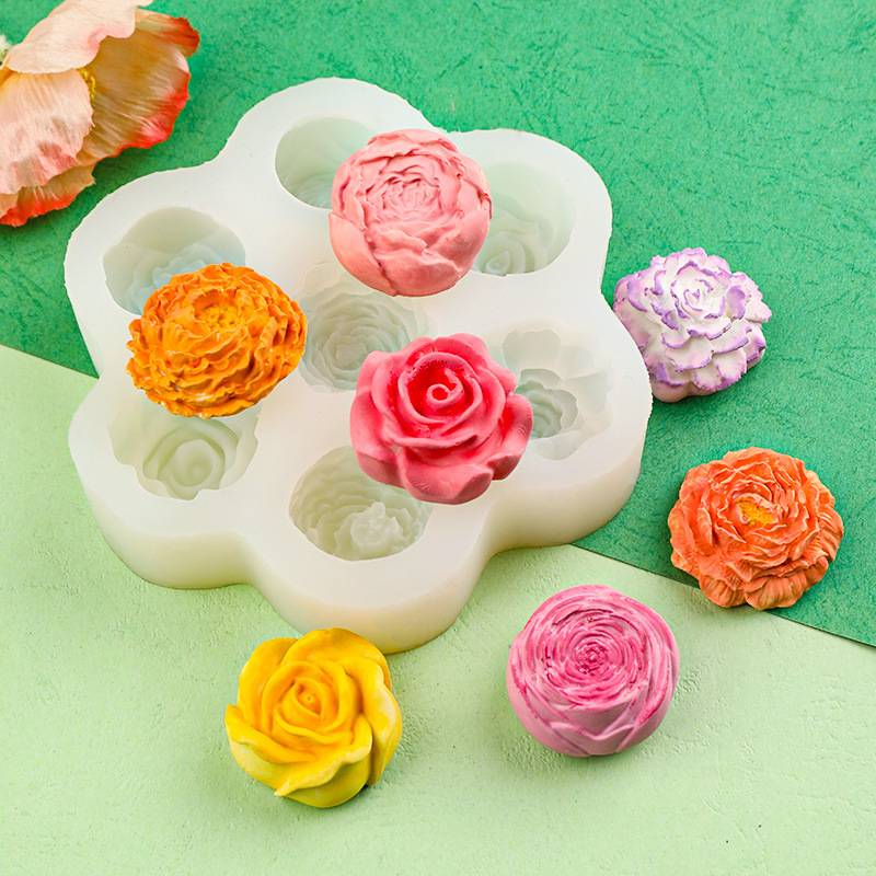 7Cavity Rose Flower Silicone Mold for Candle Making - Image 2
