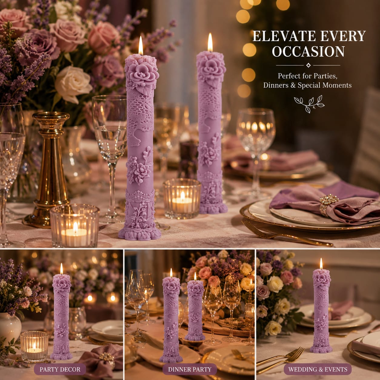 3D Floral Silicone Candle pillar/Taper Mold for Candle Making - Image 4