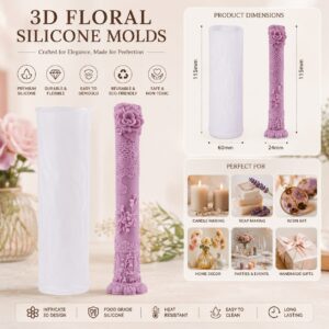3D Floral Silicone Candle pillar/Taper Mold for Candle Making