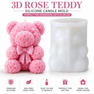 3D Rose Teddy Bear Silicone Candle Mold